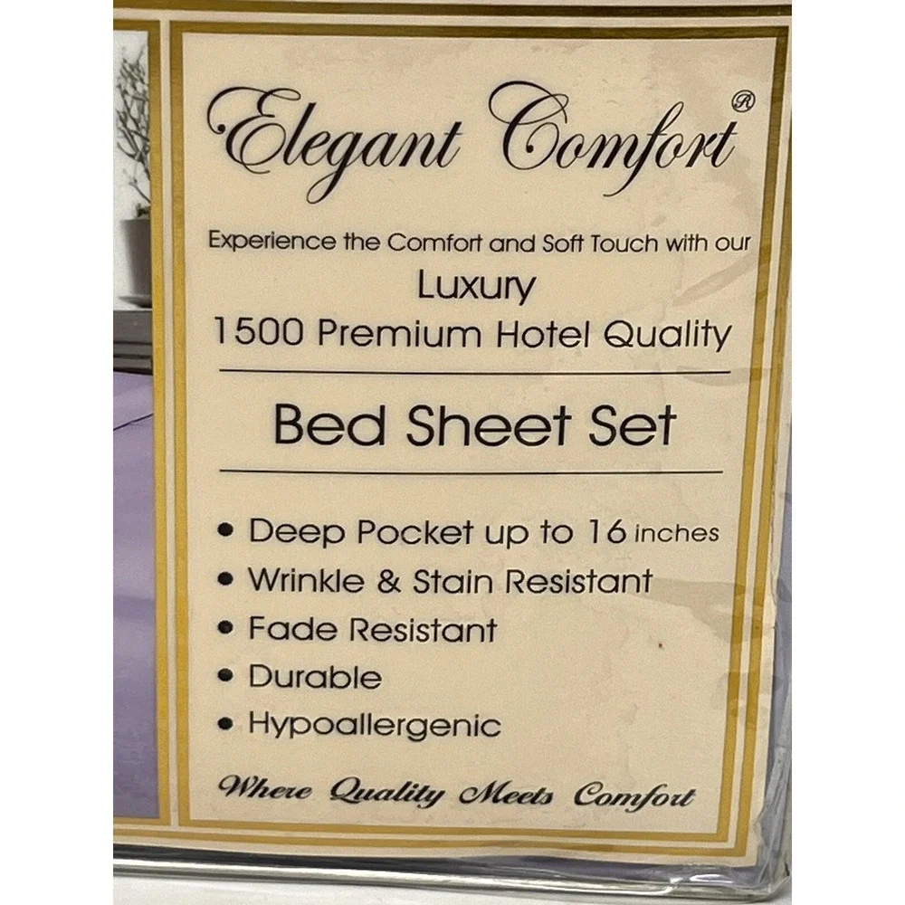 Elegant Comfort Bed Sheet Set FULL Lilac Purple Comfort Soft Touch